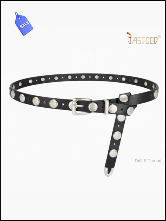 Skinny Leather Studded Belt for Jeans and Dresses - Punky Style main image 4